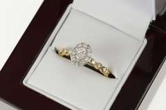 14K Yellow Gold 0.75 Ct Oval Diamond Halo Engagement Ring
