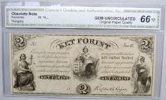 $2 Ket Forint Hungary Bank US Note Circa 1840 CGA Gem Uncirculated 66 Note