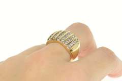 14K Yellow Gold 0.90 Ctw Diamond Striped Domed Statement Ring