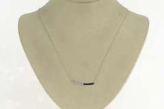 14K White Gold 0.15 Ctw Diamond Inset Curved Bar Chain Necklace