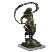Beauty Ribbon Dancer Bronze Sculpture on Marble Base Statue