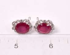 Lavish 9.90CTW Ruby & 0.38CTW Diamond Lever Back Earrings in Sterling Silver