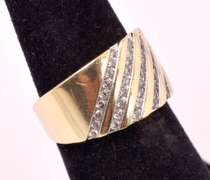 Diamond Carved Band in Yellow Gold