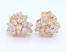Sparkling Yellow Gold Diamond Cluster Earrings