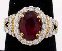 Royally Red Ruby & Diamond Ring in 18K Yellow Gold