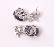 Brilliant 15.38CTW Sapphire and 0.27CTW Diamond Earrings in Sterling Silver