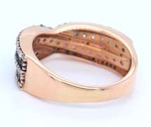 Fancy Rose Gold Pink Sapphire and Diamond X Ring