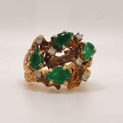 14kt Gold, Emerald & Diamond Cocktail Ring