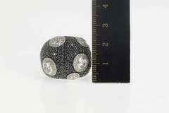 Sterling Silver Pave White & Black Cubic Zirconia Domed Ring