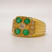 18kt Gold, Emerald, & Diamond Ring