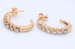 Sparkling Yellow Gold Diamond J Hoop Earrings