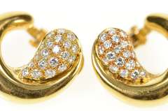 18K Yellow Gold 1.20 Ctw Diamond Torres Designer Clip Back Earrings