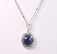 Dazzling 9.16CTS Cabochon-Cut Star Sapphire and 0.05CTW Diamond Pendant Necklace in Sterling Silver