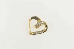 10K Yellow Gold Diamond Inset Curvy Heart Love Symbol Pendant