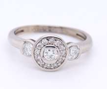 Dazzling  White Gold Milgrain Halo Engagement Ring