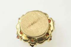 14K Yellow Gold Marquise Garnet Flower Slide Bracelet Charm/Pendant