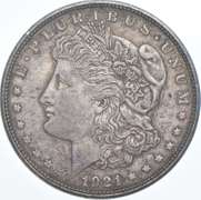 1921 Morgan Silver Dollar - Eddie Bohn's Pig N' Whistle Stickered Back