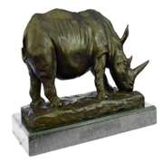 Ancient Endangered Rhinoceros Bronze Sculpture