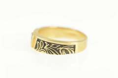14K Yellow Gold Diamond Ornate Leaf Vine Scroll Wedding Ring