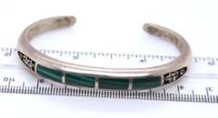 Vintage Sterling Silver Malachite Cuff Bangle