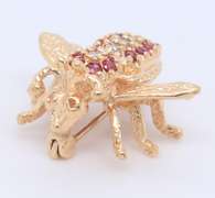 Favorite Yellow Gold Ruby and Diamond Bee Brooch