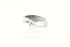 14K White Gold Natural Sapphire Diamond Striped Slide Pendant
