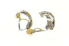 18K White Gold Roberto Coin Two Tone Knot Woven Clip Earrings