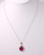 Stunning 7.55CTS Natural Oval Cut Ruby & 0.27CTW Diamond Pendant Necklace in Sterling Silver