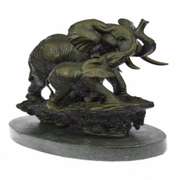 Mother and Child African Elephant Bronze Sculpture