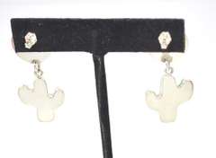 Green Gemstone Cut In A Cactus Shape Set In Sterling Silver Earrings