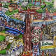 Charles Fazzino, "Take the B Train (Purple)" Framed 3D Limited Edition Silk Screen, Numbered 89/150 and Hand Signed with Certificate of Authenticity.