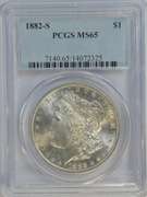 Super blazing Gem BU 1882-S Morgan Silver Dollar. PCGS MS65
