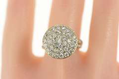10K Yellow Gold Pave Round Raised Cluster Cocktail CZ Ring