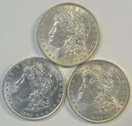 Trio of BU Morgan Silver Dollars from 1888, 1889, & 1890