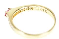 10K Yellow Gold Marquise Syn. Ruby Diamond Wavy Band Ring