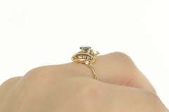 14K Yellow Gold Marquise Sapphire Diamond Wavy Bypass Ring