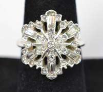 Gemstone Encrusted Snowflake Styled Ring In Sterling Silver