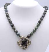 Vintage Sterling Silver Pendant w Pearl Beads Necklace