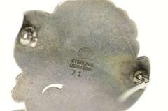 Sterling Silver Georg Jensen Green Agate Ornate Leaf 71 Pin/Brooch