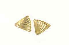 14K Yellow Gold Scalloped Fanned Grooved Stud Enhancer Earrings