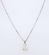 Stunning White Gold Pear opal Pendant on Chain