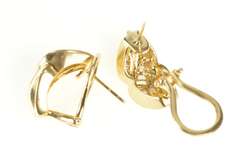 14K Yellow Gold Baguette Diamond Criss Cross French Clip Earrings