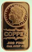 Morgan Dollar 1 oz .999 Fine Copper Bar