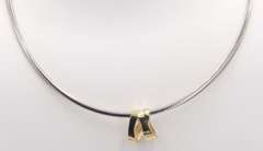 Dreamy 2 Tone Omega Chain with Slider Pendant Necklace