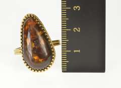 14K Yellow Gold Natural Fire Agate Cabochon Statement Ring