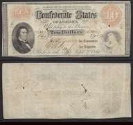 $10 1861 Civil War Confederate Currency Extremely Fine