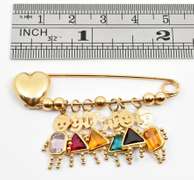 Whimsical Safety Pin with 6 Dangling Kids Charms