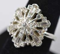 Gemstone Encrusted Snowflake Styled Ring In Sterling Silver