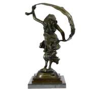 Beauty Ribbon Dancer Bronze Sculpture on Marble Base Statue