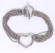 Sterling Silvre Heart Shaped Bracelet with Multi Strands